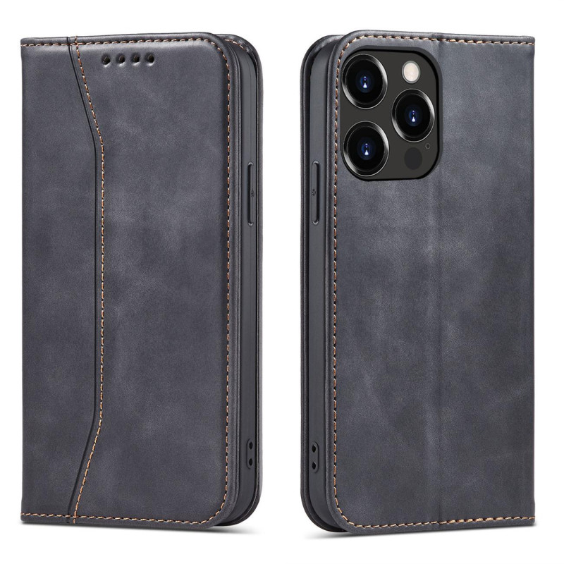 Magnet Fancy Case dėklas skirtas iPhone 13 Pro Max, dangtelis, kortelių piniginė, kortelių stovas, juodas