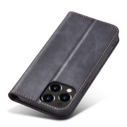 Magnet Fancy Case dėklas skirtas iPhone 13 Pro Max, dangtelis, kortelių piniginė, kortelių stovas, juodas