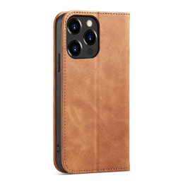 Magnet Fancy Case dėklas skirtas iPhone 13 Pro Max, dangtelis, kortelių piniginė, kortelių stovas, ruda
