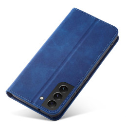 Magnetinis išgalvotas dėklas, skirtas Samsung Galaxy S22+ (S22 Plus) padengti kortelę Piniginės kortelės stovas mėlynas
