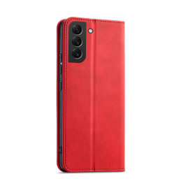 Magnetinis Fancy Case Case Dėklas, skirtas Samsung Galaxy S22+ (S22 Plus) Cover Card Piniginės kortelės stovas raudonas