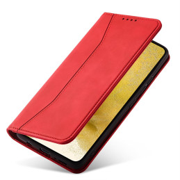 Magnetinis Fancy Case Case Dėklas, skirtas Samsung Galaxy S22+ (S22 Plus) Cover Card Piniginės kortelės stovas raudonas
