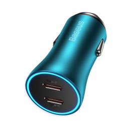 Baseus Golden Contactor Pro automobilinis įkroviklis 2x USB-C 40W mėlyna (CGJP000003)