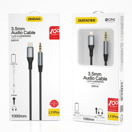 Dudao garso kabelis Lightning - mini lizdas 3,5 mm 1m pilka (L11PRO)