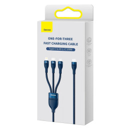 „Baseus Flash Series II“ laidas USB Type C / USB Type C / Lightning / micro USB 100 W 1,5 m mėlynas (CASS030203)