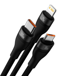 „Baseus Flash Series II“ laidas USB Type C / USB Type A – USB Type C / Lightning / micro USB 100 W 1,2 m black (CASS0301...