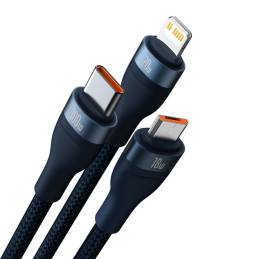Baseus Flash Series II kabelis USB Type C / USB Type A - USB Type C / Lightning / micro USB 100 W 1,2 m blue (CASS030103...