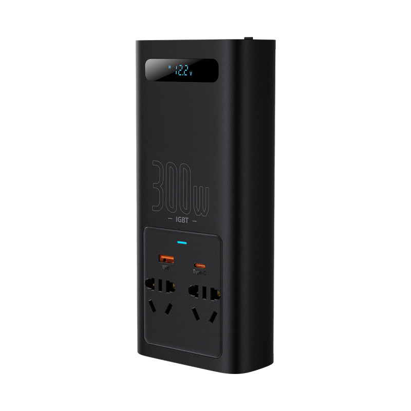 Baseus IGBT automobilinis maitinimo keitiklis 300W 220V (CN/ EU kištukas) juodas (CGBB010101)