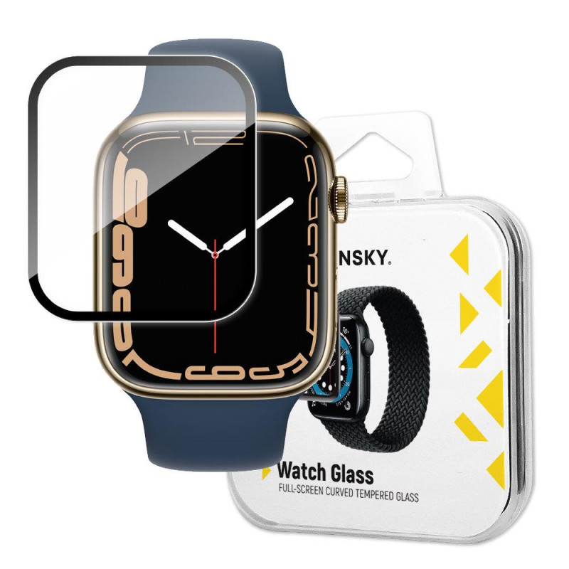 Wozinsky Watch Glass hibridinis stiklas skirtas Apple Watch 7/ 8/ 9 45 mm juodas
