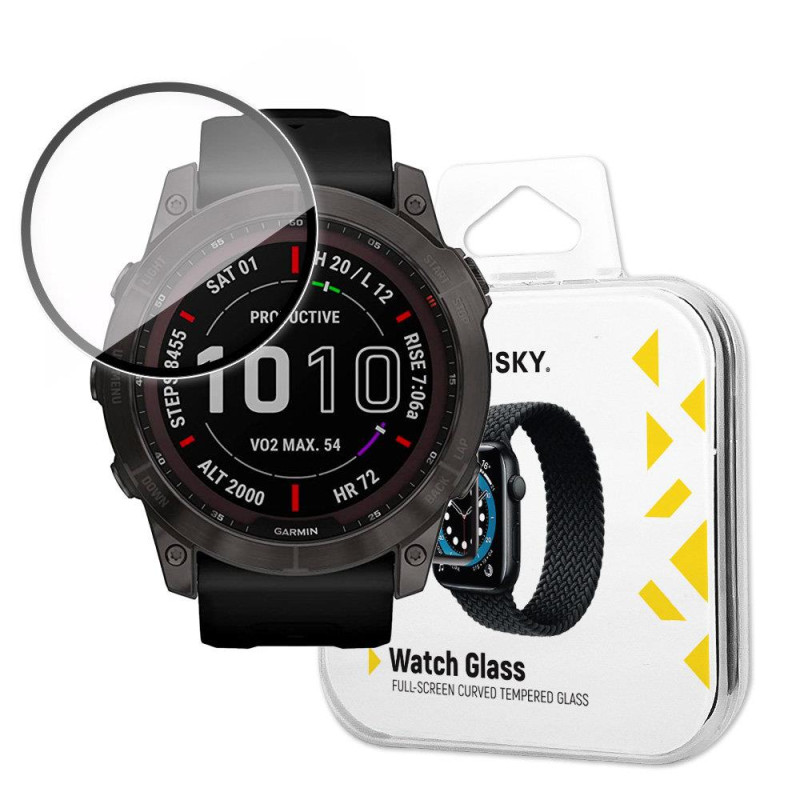 Wozinsky Watch Glass hibridinis stiklas, skirtas Garmin Fenix 7 juodas