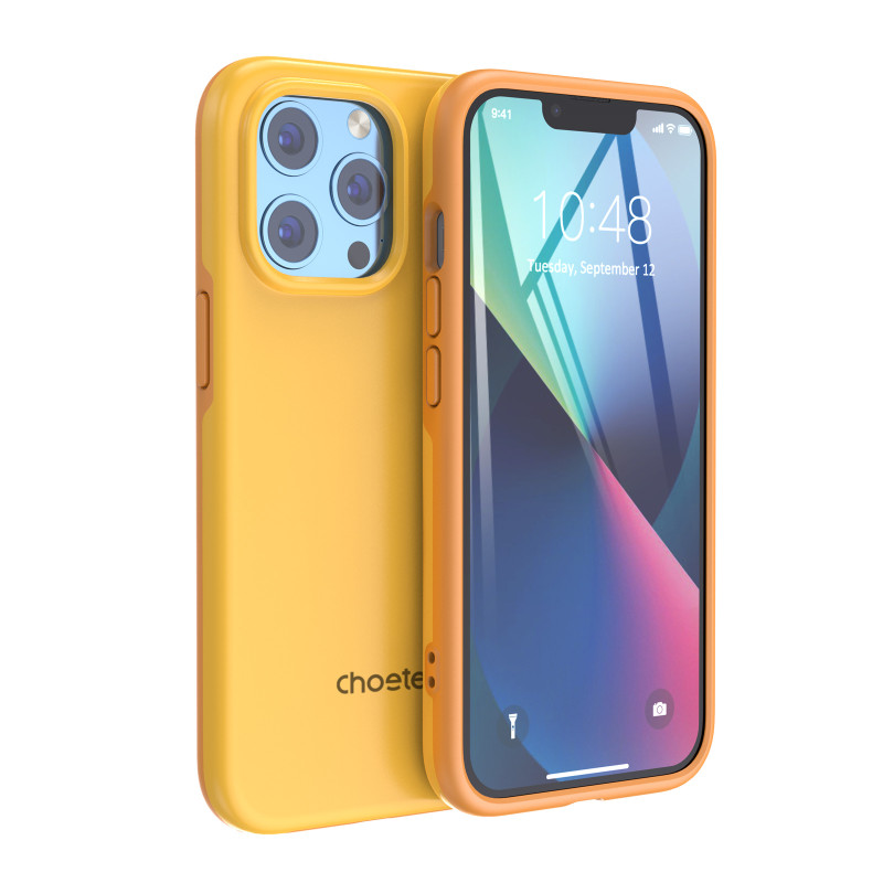 „Choetech MFM Anti-drop“ dėklas, skirtas „MagSafe“, skirtas „iPhone 13 Pro“, oranžinis (PC0113-MFM-YE)