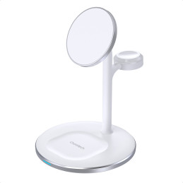 Choetech indukcinis įkroviklis (suderinamas su MagSafe) stovas iPhone, Apple Watch, AirPods baltas (T585-F)