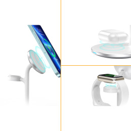 Choetech indukcinis įkroviklis (suderinamas su MagSafe) stovas iPhone, Apple Watch, AirPods baltas (T585-F)