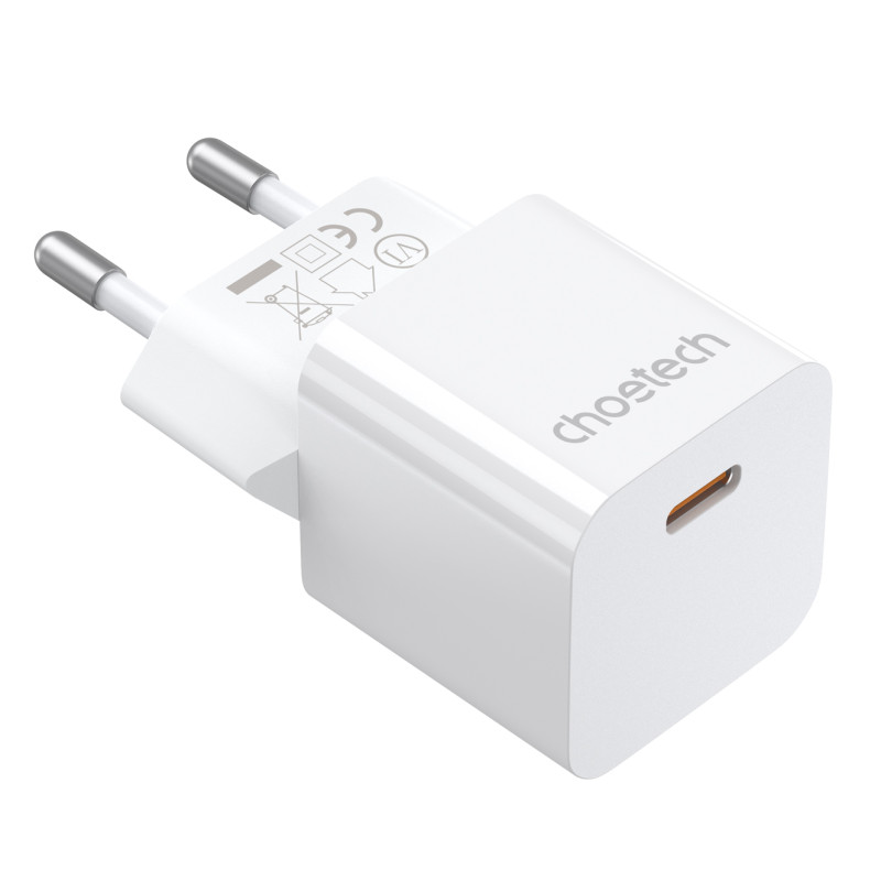 Choetech PD5010 USB-C 20W sieninis įkroviklis - baltas