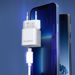 Choetech PD5010 USB-C 20W sieninis įkroviklis - baltas