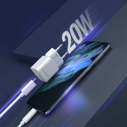 Choetech PD5010 USB-C 20W sieninis įkroviklis - baltas