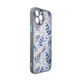 Dizaino dėklas, skirtas Samsung Galaxy A12 5G, gėlėtas dangtelis, tamsiai mėlynas