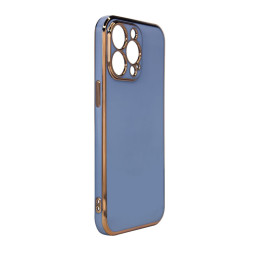 Lighting Color Case Dėklas, skirtas Samsung Galaxy A12 5G Gel Cover with Gold Frame Blue