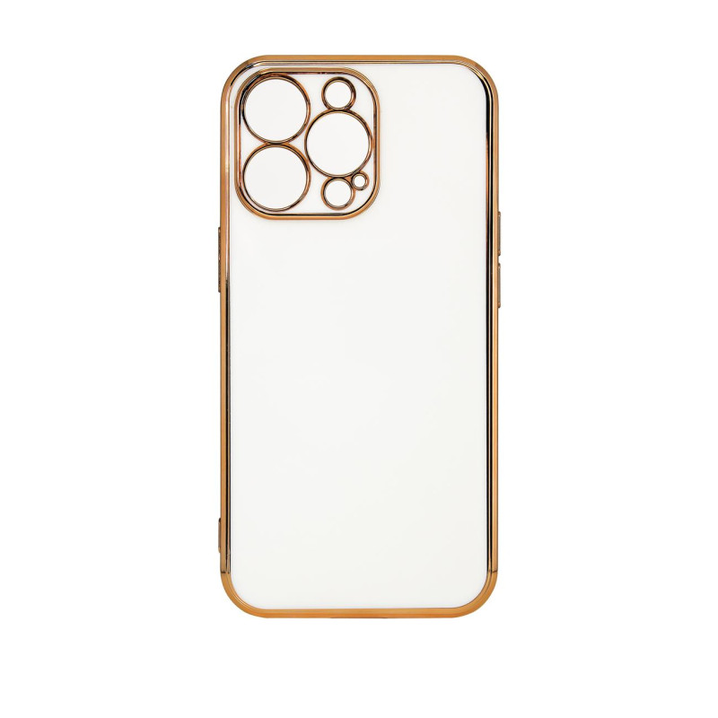 Lighting Color Case Dėklas, skirtas Xiaomi Redmi Note 11 Gel Cover with Gold Frame White