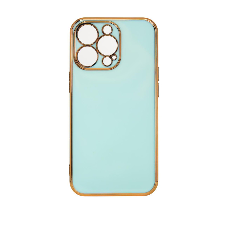 Lighting Color Case dėklas, skirtas iPhone 12 Pro Max gelio dangteliu su aukso spalvos rėmeliu