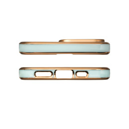 Lighting Color Case dėklas, skirtas iPhone 12 Pro Max gelio dangteliu su aukso spalvos rėmeliu
