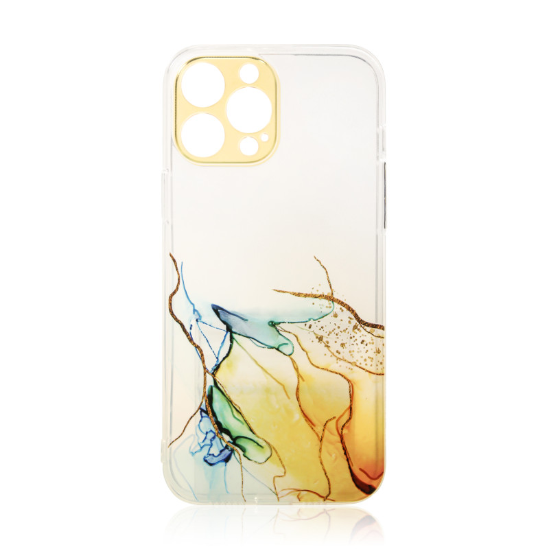 Marble Case dėklas, skirtas iPhone 13 Pro Max, gelinis dangtelis, marmurinis oranžinis