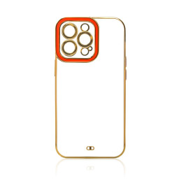 Fashion Case dėklas, skirtas iPhone 12 Pro Max, gelinis dangtelis su auksiniu rėmeliu, raudonas