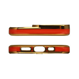 Fashion Case dėklas, skirtas iPhone 13 Pro, gelinis dangtelis su auksiniu rėmeliu, raudonas
