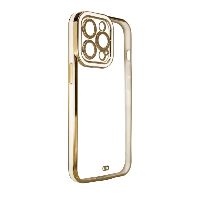 Fashion Case dėklas Samsung Galaxy A13 5G gelio dangtelis su auksiniu rėmeliu, baltas