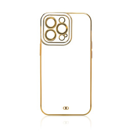 Fashion Case dėklas Samsung Galaxy A13 5G gelio dangtelis su auksiniu rėmeliu, baltas