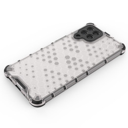 Korinio korpuso šarvuotas dangtelis su gelio rėmeliu, skirtas Samsung Galaxy M53 5G skaidrus
