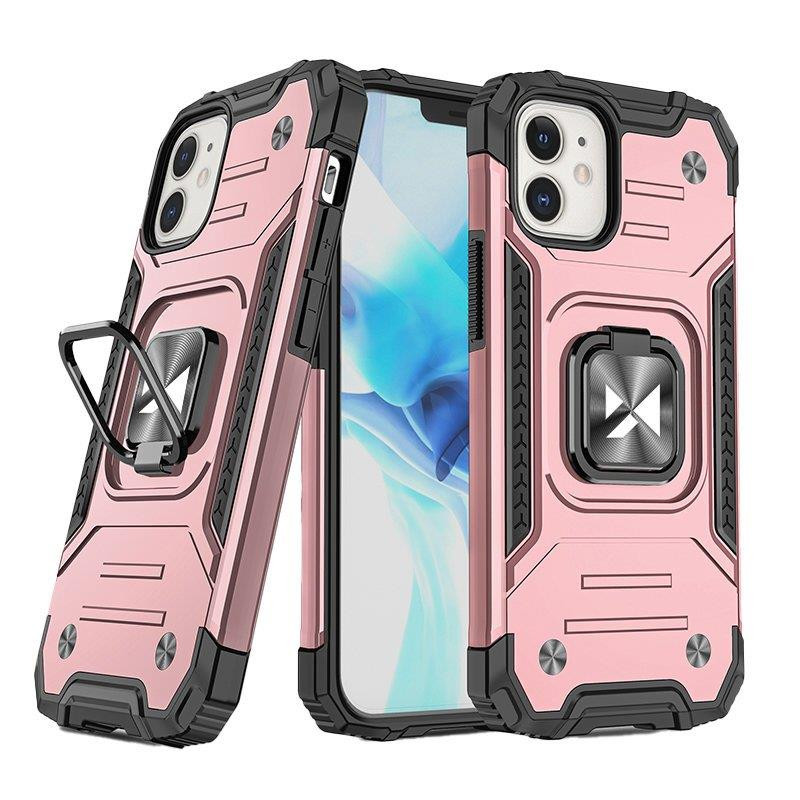 Wozinsky Ring Armor dėklas iPhone 14 Plus šarvuoto dangtelio magnetinis laikiklis žiedas auksinis