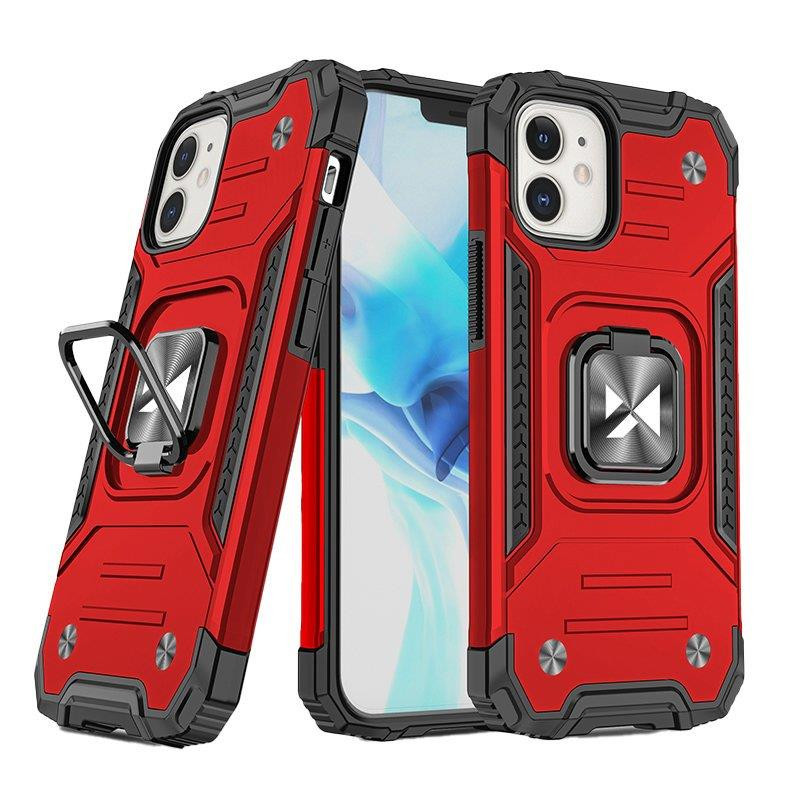 Wozinsky Ring Armor dėklas iPhone 14 Plus šarvuoto dangtelio magnetinio laikiklio žiedas raudonas