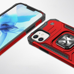 Wozinsky Ring Armor dėklas iPhone 14 Plus šarvuoto dangtelio magnetinio laikiklio žiedas raudonas