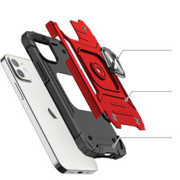 Wozinsky Ring Armor dėklas iPhone 14 Plus šarvuoto dangtelio magnetinio laikiklio žiedas raudonas