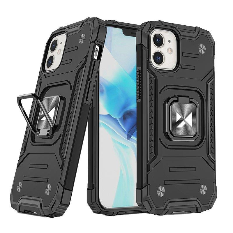 Wozinsky Ring Armor iPhone 14 Plus korpuso šarvuotas hibridinis dangtelis + magnetinis laikiklis juodas