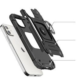 Wozinsky Ring Armor iPhone 14 Plus korpuso šarvuotas hibridinis dangtelis + magnetinis laikiklis juodas