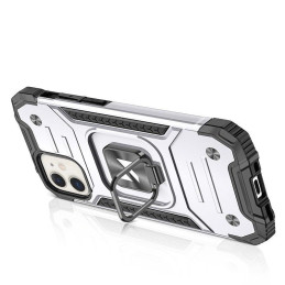 Wozinsky Ring Armor dėklas iPhone 14 šarvuoto dangtelio magnetinio laikiklio žiedo sidabras
