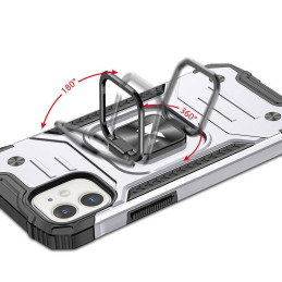 Wozinsky Ring Armor dėklas iPhone 14 šarvuoto dangtelio magnetinio laikiklio žiedo sidabras