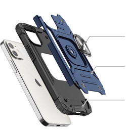 Wozinsky Ring Armor dėklas iPhone 14 šarvuoto dangtelio magnetinio laikiklio žiedas mėlynas