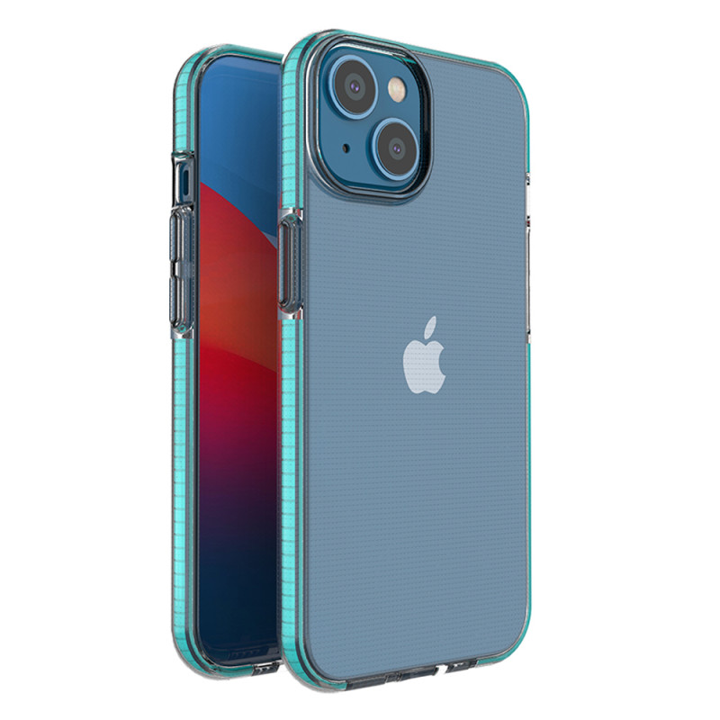 Spring Case iPhone 14 dėklas, silikoninis dangtelis su rėmeliu, šviesiai mėlynas
