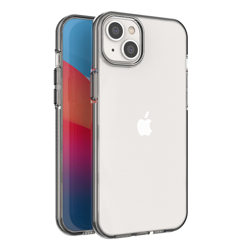 Spring Case iPhone 14 Plus silikoninis dangtelis su rėmeliu, juodas