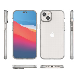 Spring Case iPhone 14 Plus silikoninis dangtelis su rėmeliu, šviesiai rožinis