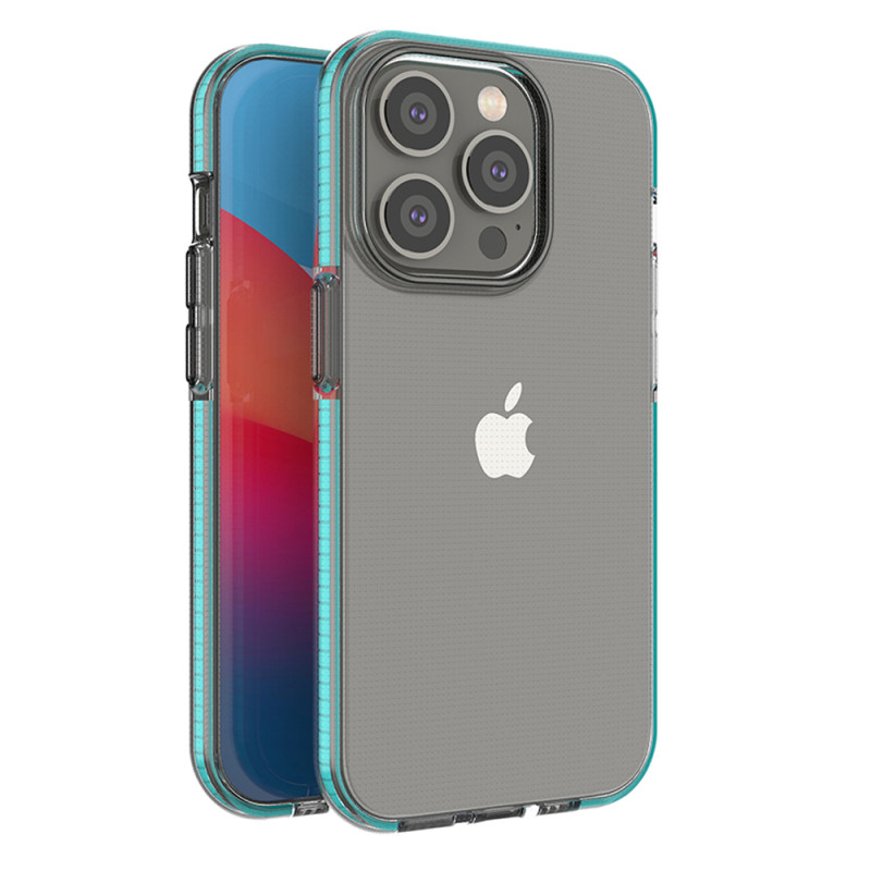 Spring Case iPhone 14 Pro dėklas, silikoninis dangtelis su rėmeliu, šviesiai mėlynas
