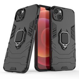 Ring Armor dėklas iPhone 14 Plus, šarvuotas dangtelis, magnetinis žiedo laikiklis, juodas