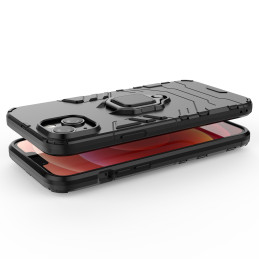Ring Armor dėklas iPhone 14 Plus, šarvuotas dangtelis, magnetinis žiedo laikiklis, juodas