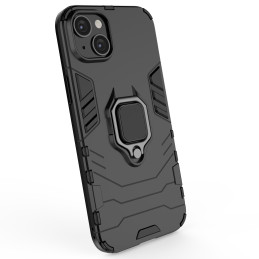 Ring Armor dėklas iPhone 14 Pro Max, šarvuotas dangtelis, magnetinis žiedo laikiklis, juodas