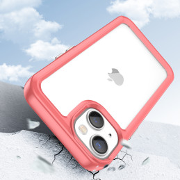 Outer Space Case iPhone 14 dėklas, kietas dangtelis su gelio rėmeliu, raudonas