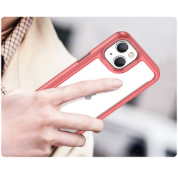 Outer Space Case iPhone 14 dėklas, kietas dangtelis su gelio rėmeliu, raudonas