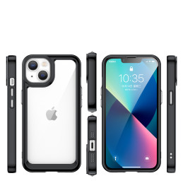 Outer Space Case iPhone 14 Plus kietas dėklas su gelio rėmeliu, juodas